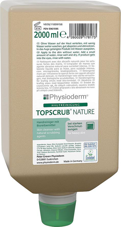 Topscrub nature 2000 ml Varioflasche Handreiniger Naturreibem. Physioderm