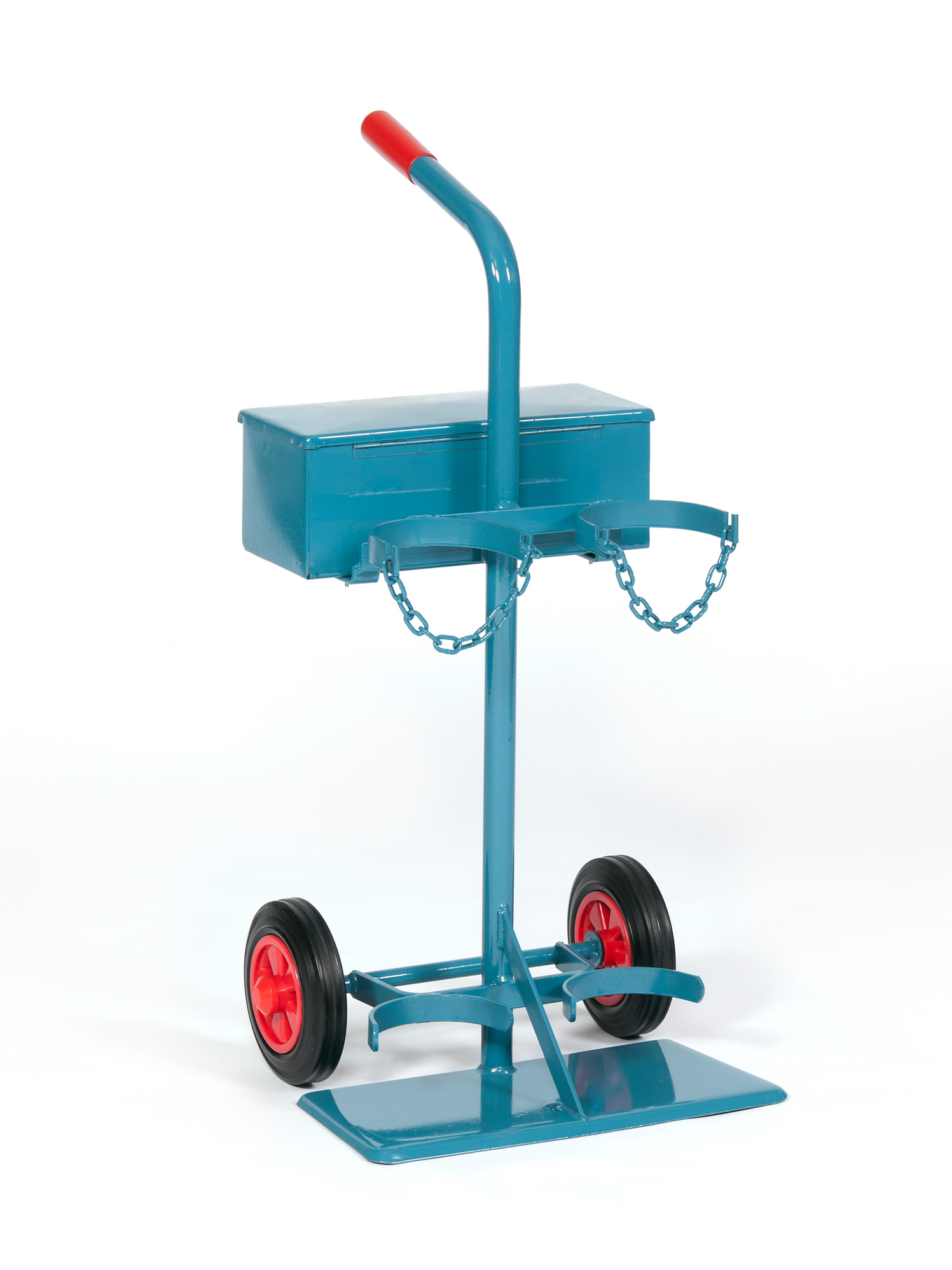 Stahlflaschenwagen für 2 Flaschen, 2 x 20 l mit Werkzeugkasten