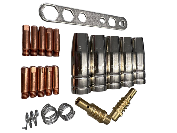 21 teiliges Verschleißteile Set passend für MB Grip 36 KD und EVO Pro 36 MIG MAG Schweißbrenner 0,8mm M6x28