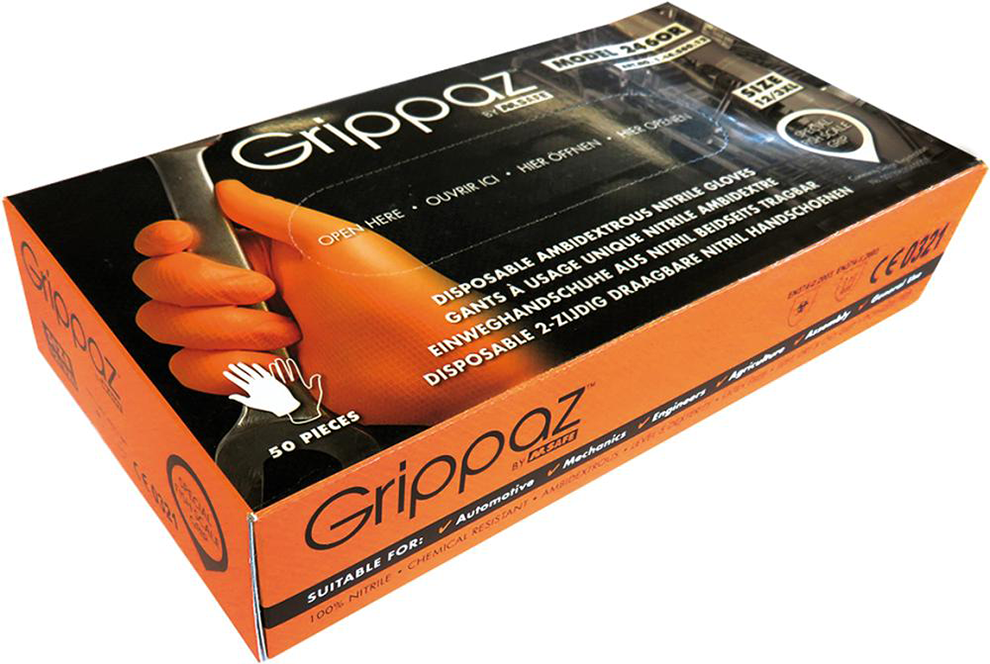 Handschuh Grippaz,orange, Gr. 2XL, Box a 50 Stück