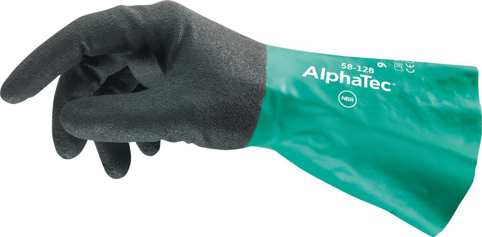 Handschuh AlphaTec 58-128, Gr. 8, schwarz/grün