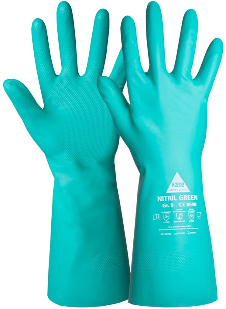 Nitril Green Chemikalienschutzhandschuh Typ A aus Nitril Gr. 9