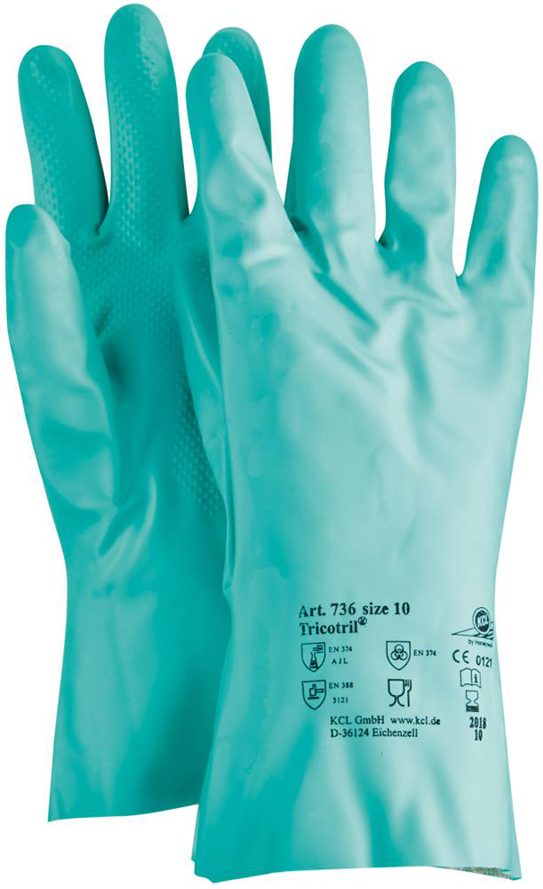 Handschuh Tricotril 736, L 300 mm, Gr. 9, grün