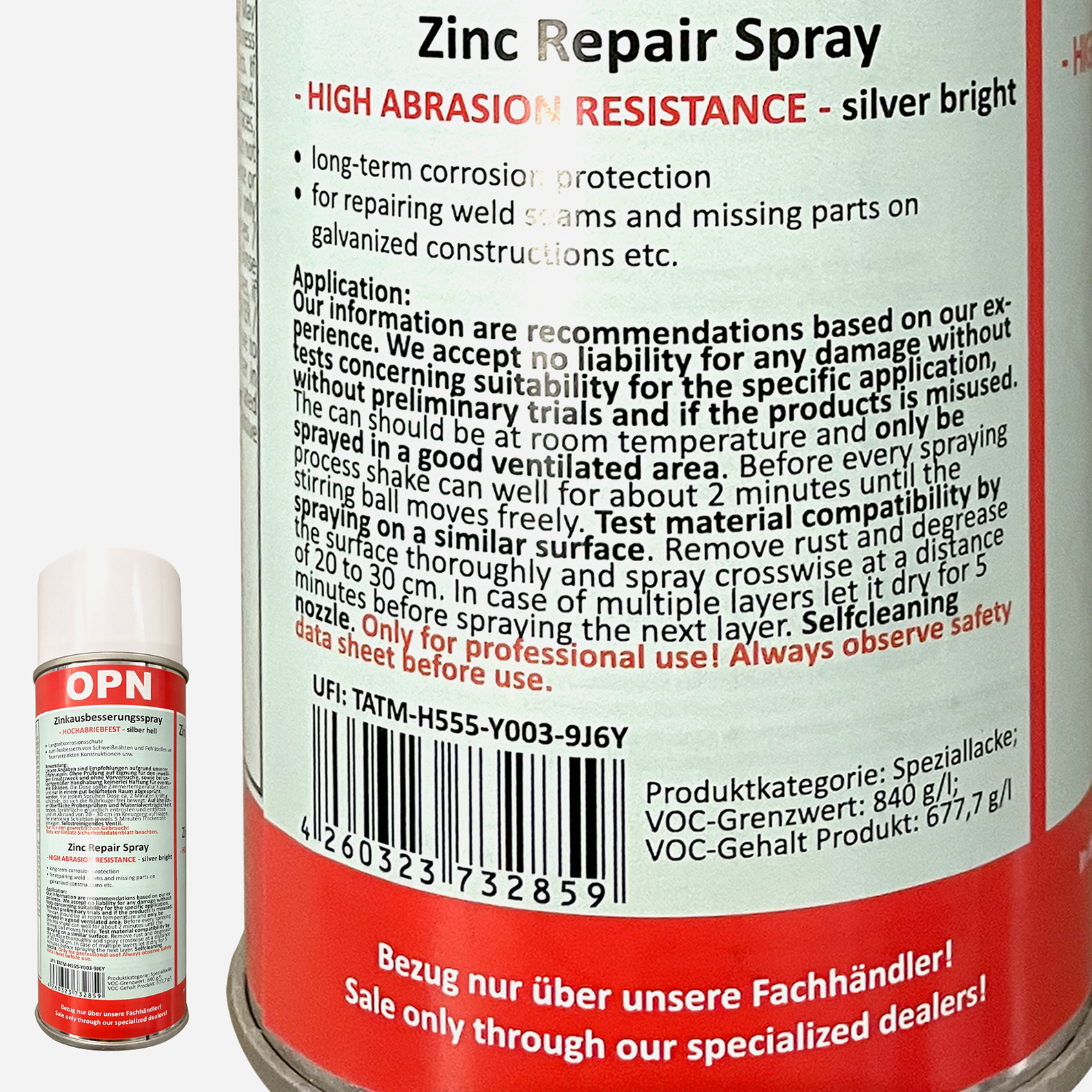 OPN Zinkausbesserungsspray hochabriebfest silber-hell 400 ml