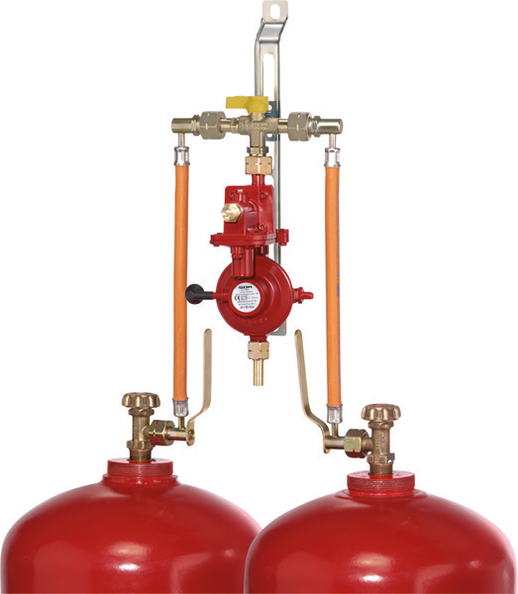 Flaschenanlage für 2 Flaschen 4 kg/h 50 mbar Flaschenanlage für 2 Flaschen 4 kg/h 50 mbar