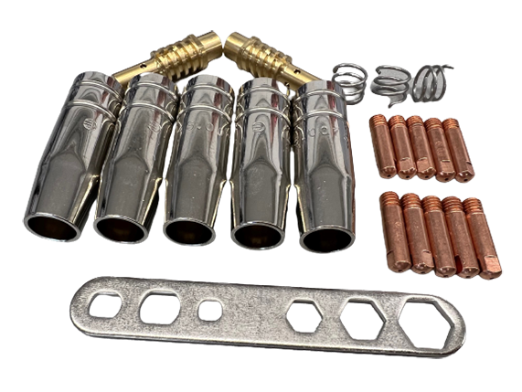 21 teiliges Verschleißteile Set passend für MB Grip 36 KD und EVO Pro 36 MIG MAG Schweißbrenner 0,8mm M6x28