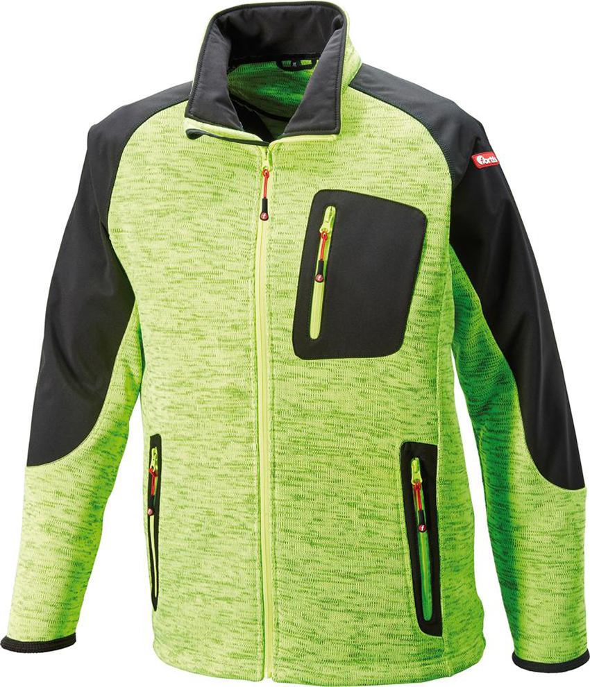 Strickjacke, Softshell, Gr. M,limegreen/schw, FORTIS