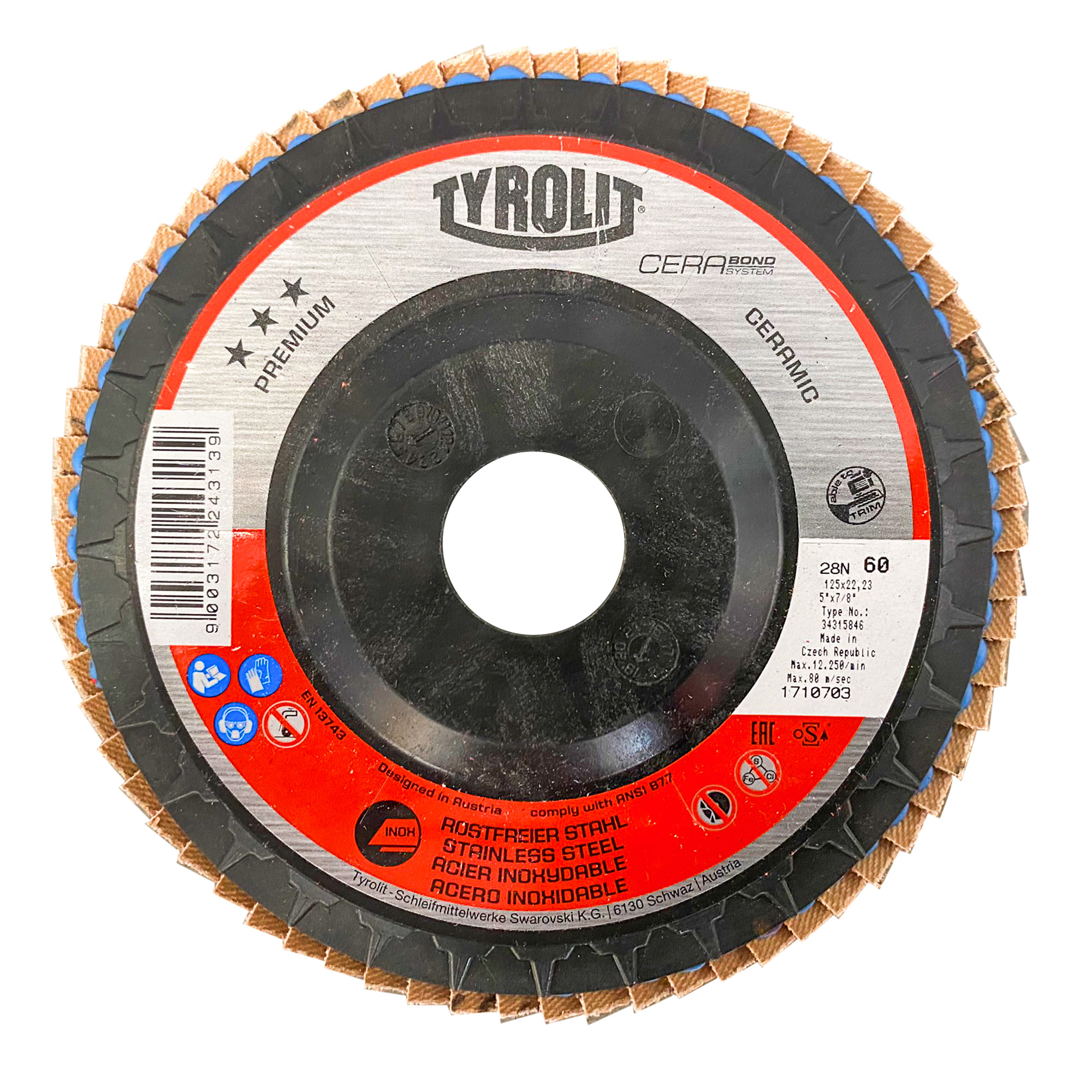 Fächerscheibe CERABOND Ø 115 x 22,23 mm gerade K 80