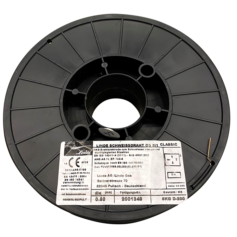 Drahtelektrode SG2 G3Si1 - 5 kg Spule Ø 0,8 mm D200 - TÜV/ DB Zulassung