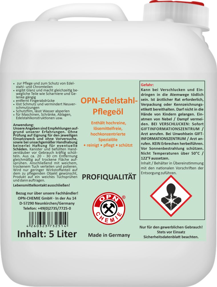 OPN Edelstahl-Pflegeöl 5 Liter