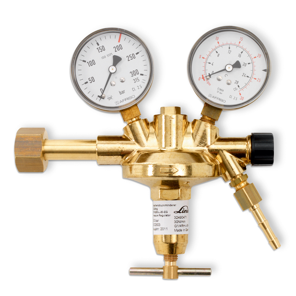 Flaschendruckminderer CO2/Argon 200 bar 0-30 l/min einstufig