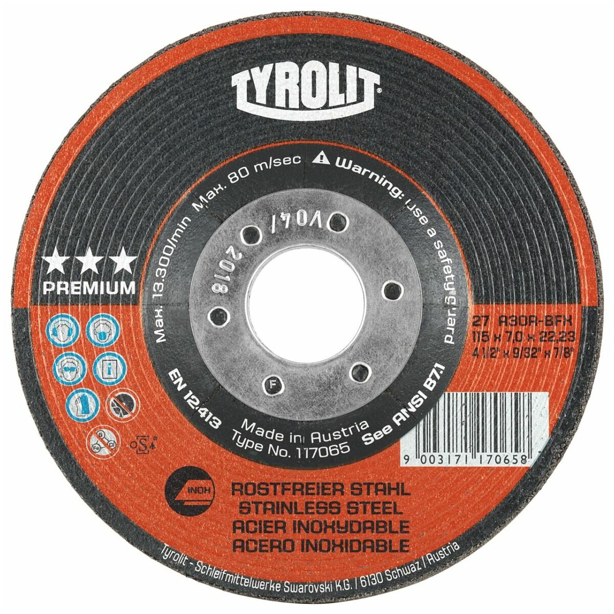 Schruppscheibe Premium Edelstahl Ø 115 x 4 x 22,23 mm