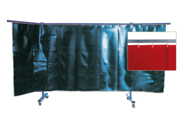 Kemper 3-teilige Schutzwand mit Lamellenvorhang S9 dunkelgrün