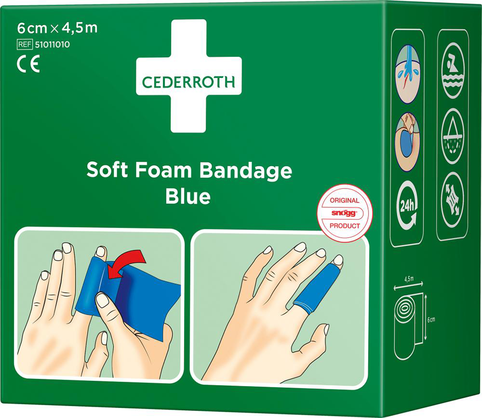 Schaumbandage blau, 6cm x 4,5m CEDERROTH