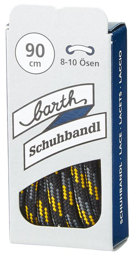 Schnürsenkel, 120 cm, rund, schwarz-grau-gelb
