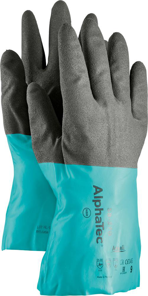HandschuhAlphaTec 58-270, Gr. 7, schwarz/grün