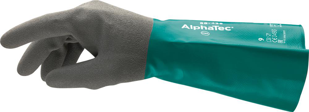 Handschuh AlphaTec 58-435, Nitril, grün/grau, Gr. 9