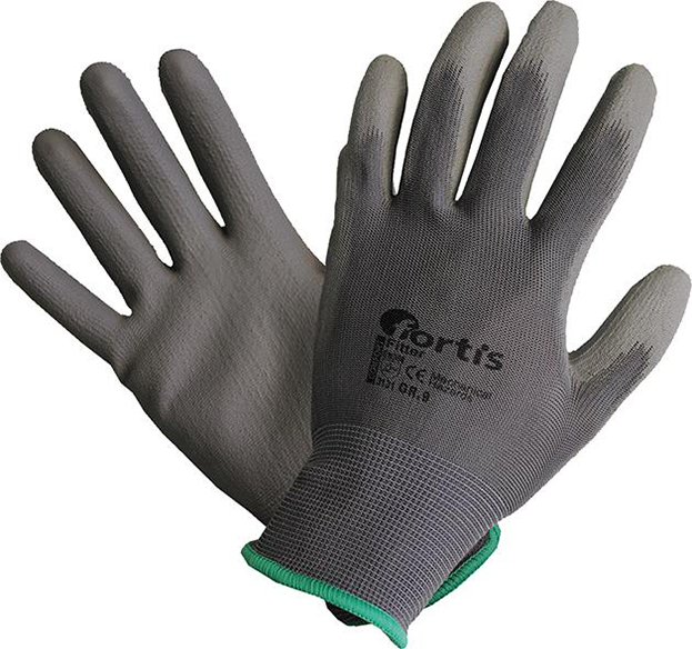 Handschuh Fitter, PU/Nylon, grau, Gr. 9 FORTIS