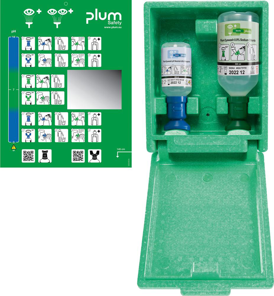 Augennotfallstation inkl. 2 Fl (500ml, 200ml), Wandbox