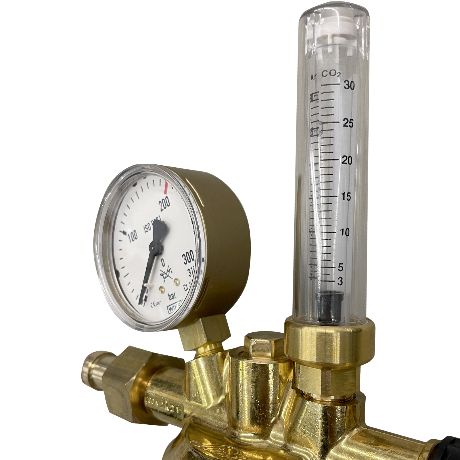 Flaschendruckminderer mit Flowmeter CO2 /Argon 200 bar einstufig