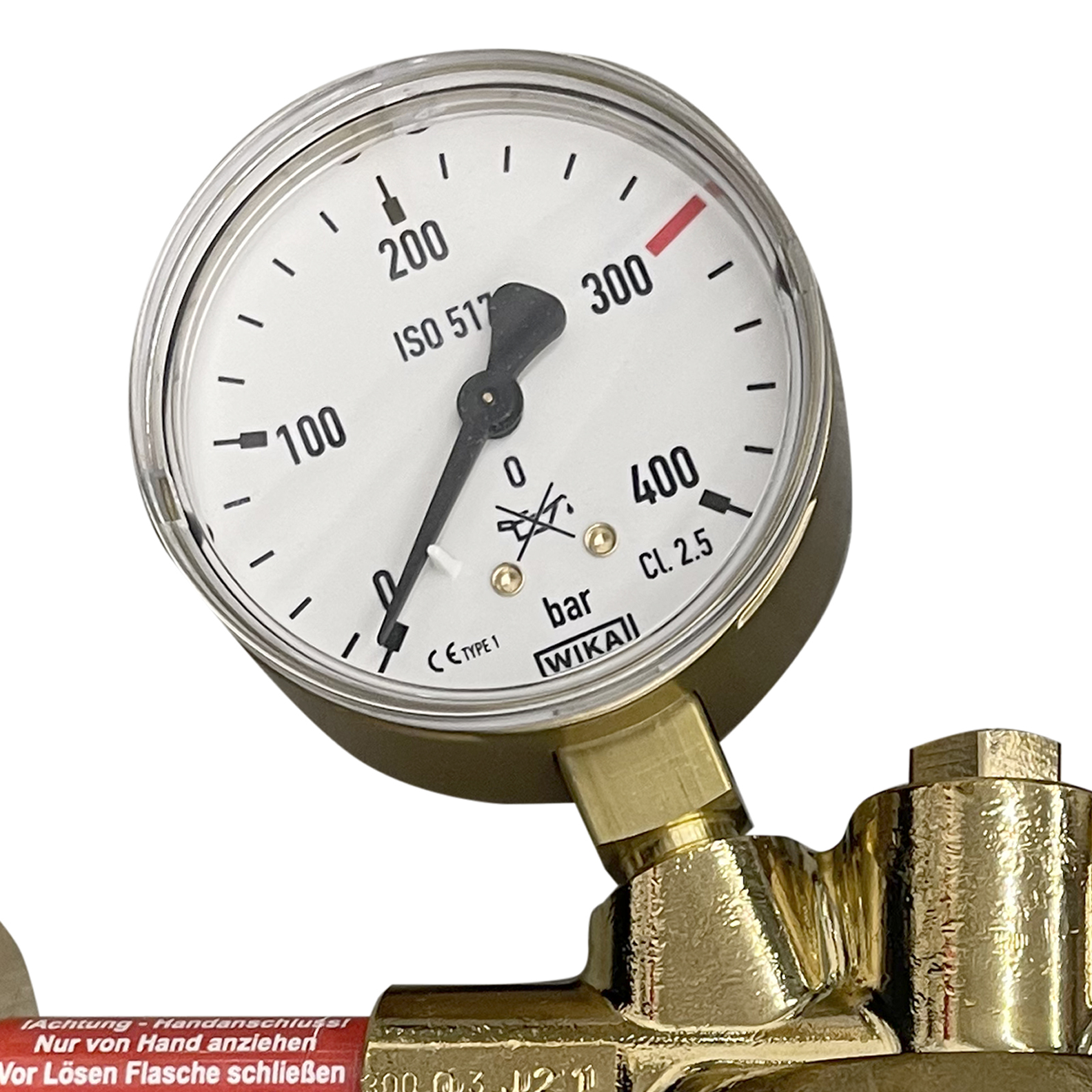 Flaschendruckminderer CO2/Argon 300 bar 0–10 bar einstufig