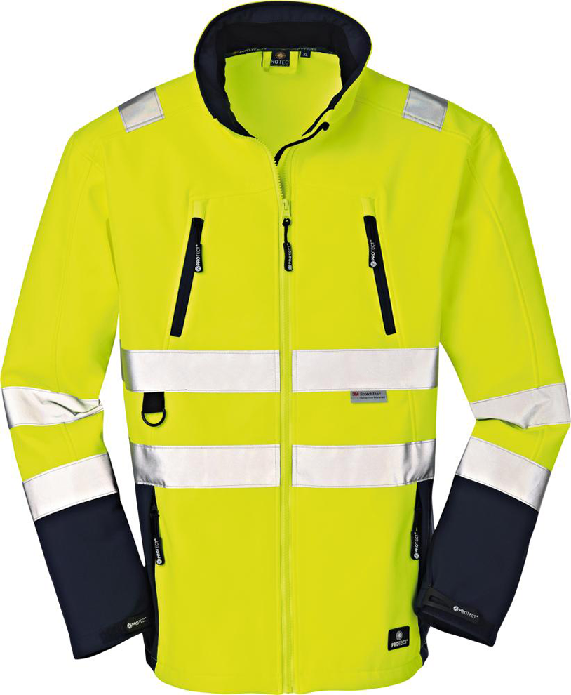 Jacke Pittsburgh, Softshell leuchtgelb/navy, Gr. 2XL