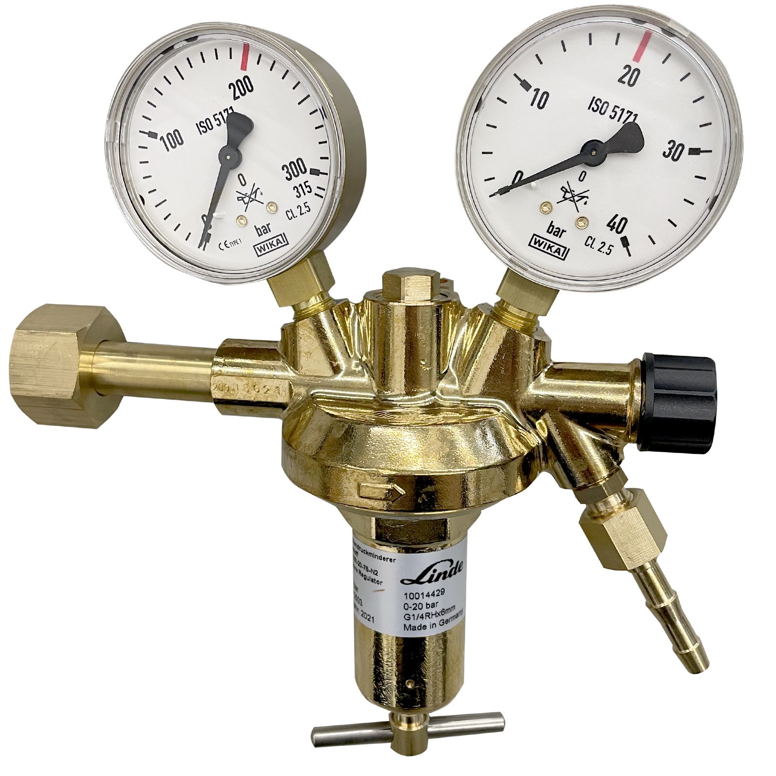 Flaschendruckminderer Stickstoff 200 bar 0-20 bar einstufig