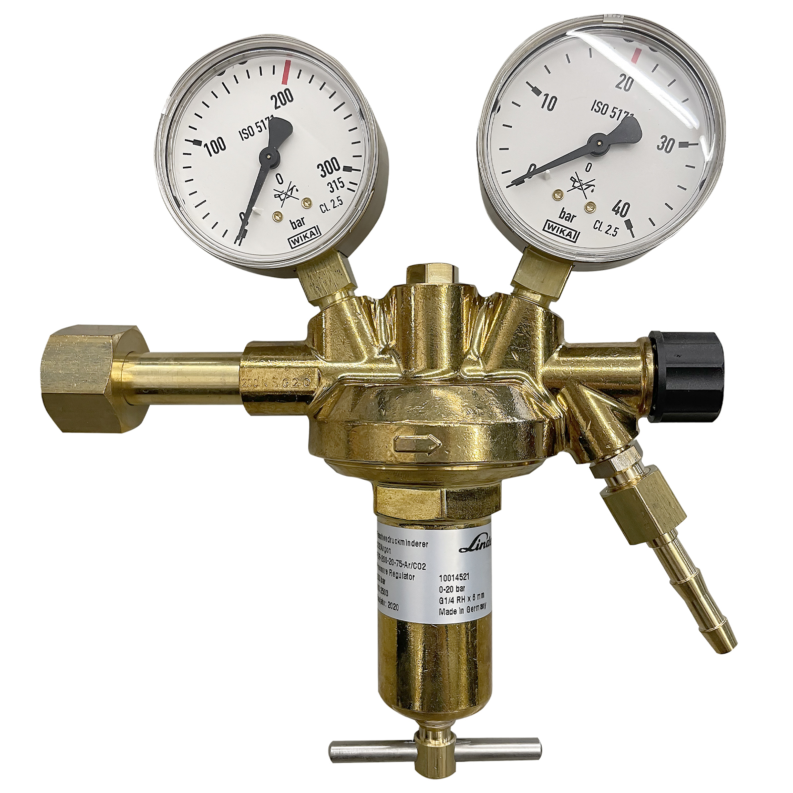 Flaschendruckminderer CO2/Argon 200 bar 0-20 bar einstufig