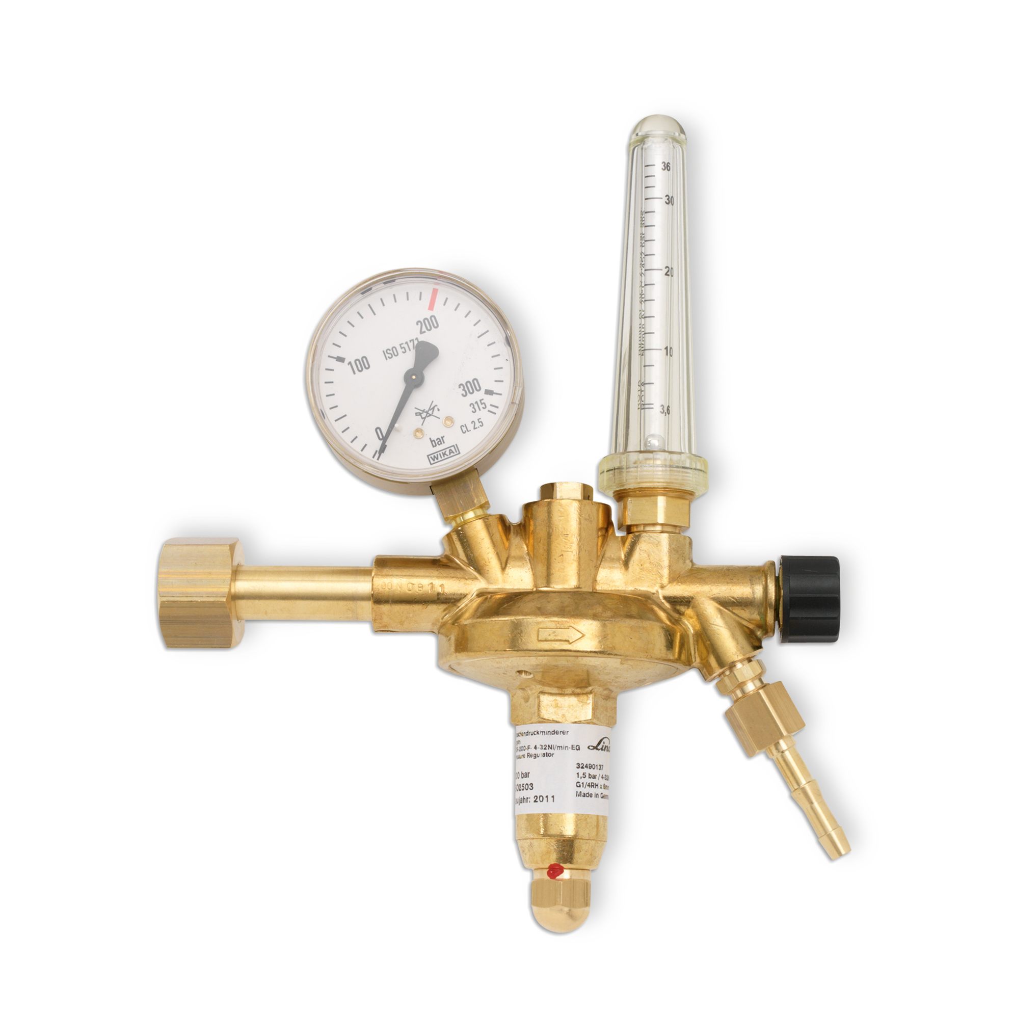 Flaschendruckminderer mit Flowmeter CO2 /Argon 200 bar einstufig