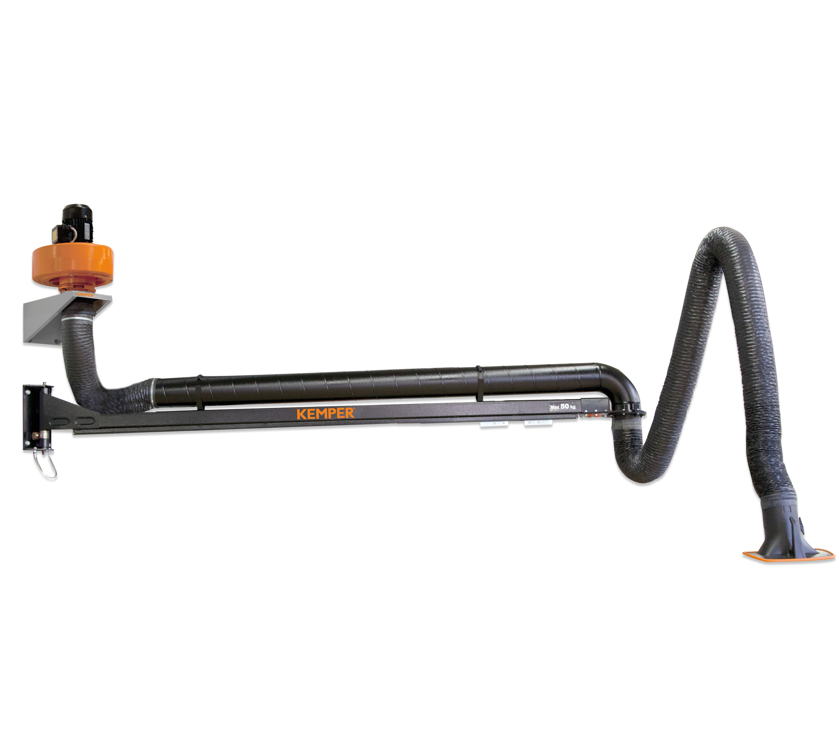 Kemper Abluftset - einteiliger Ausleger, Schlauchausführung 6 m Arm