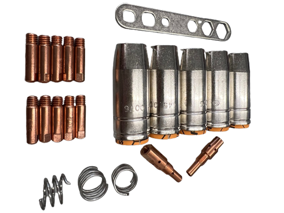 21 teiliges Verschleißteile Set passend für AK 25, EVO Pro 25 MIG MAG Schweißbrenner 1,2mm M6x25